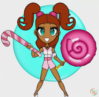 Diagram - Digital Art of cartoon candy Girl with weapon