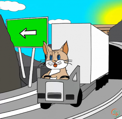 Diagram - Cat drivng a transport truck down the highway