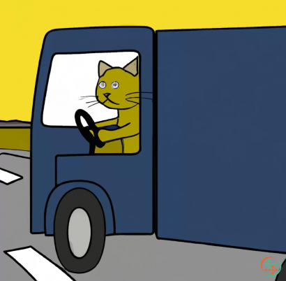 Icon - Cat drivng a transport truck down the highway
