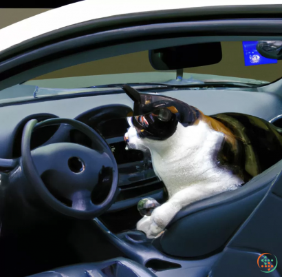 A cat sitting in a car