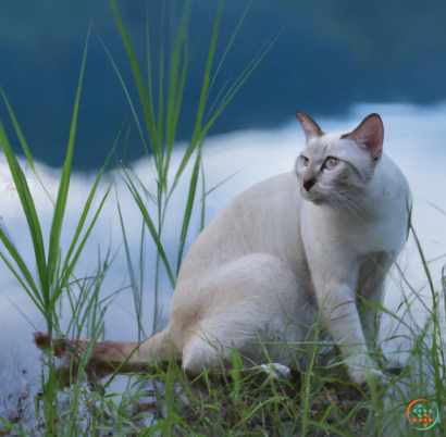 A cat lying in grass