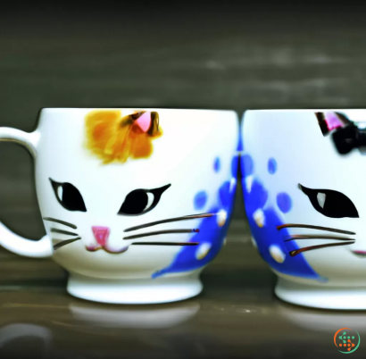 A coffee cup with a cat face