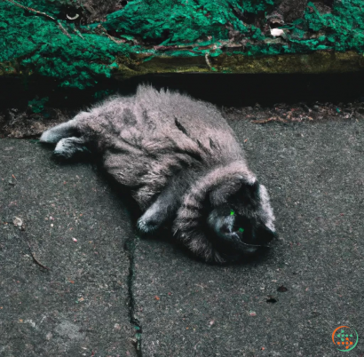 A cat lying on the ground