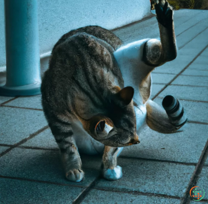 A cat with a cone on its head