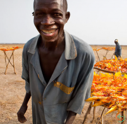 A person smiling with a fire in the background