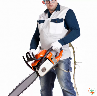 A man holding a chainsaw