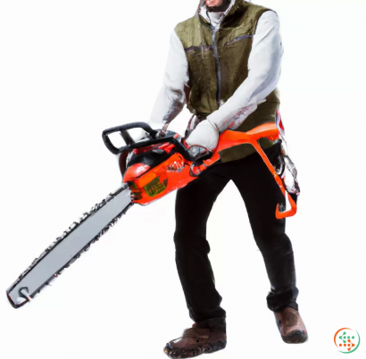 A man holding a chainsaw