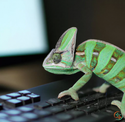 A green lizard on a keyboard