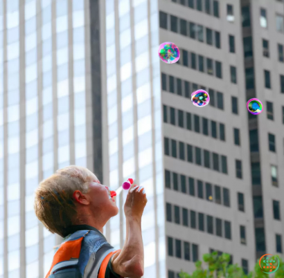 A man blowing bubbles