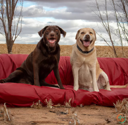 Two dogs sitting on a blanket