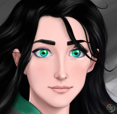 A woman with green eyes