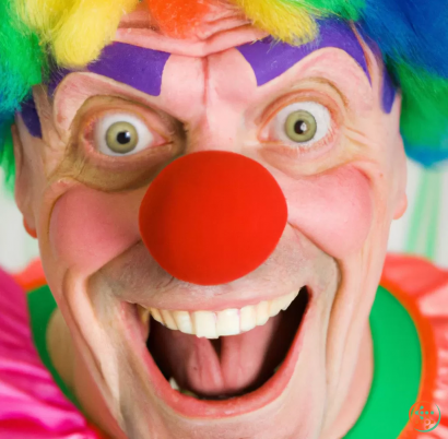 A person with a clown face