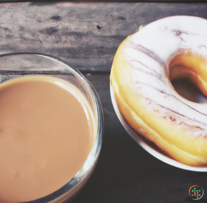 A donut and a cup of coffee