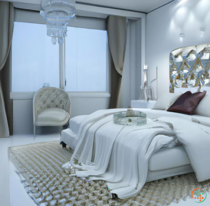 A bed with a white bed spread