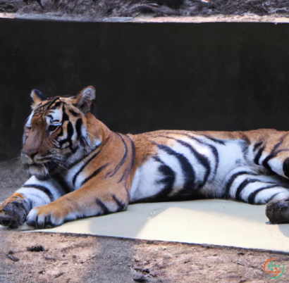 A tiger lying on the ground