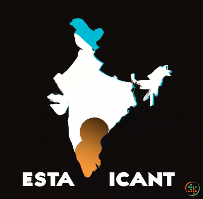 Map - create a science fiction logo for a company named East Indian Company with india map in Negative Space