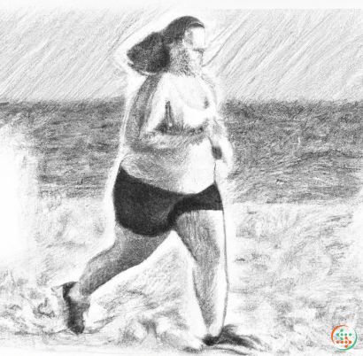 A person walking on a beach