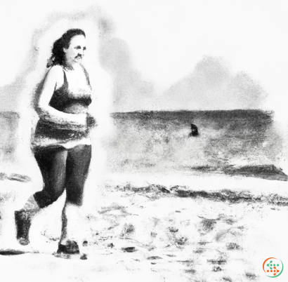 A woman in a swimsuit on a beach
