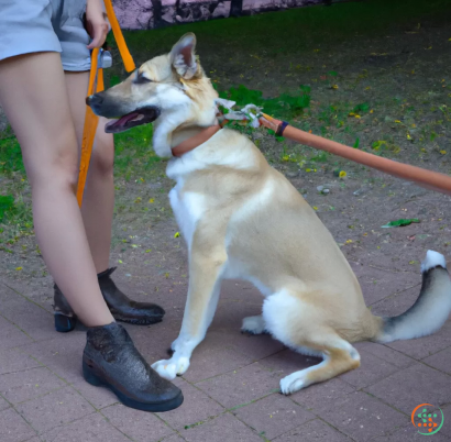 A dog on a leash