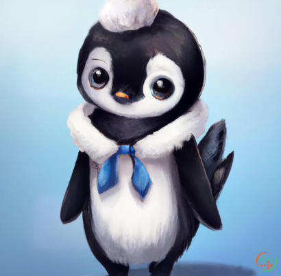 A penguin with a blue bow tie