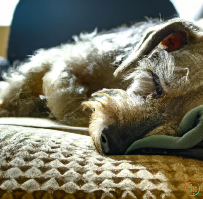 A dog lying on its back