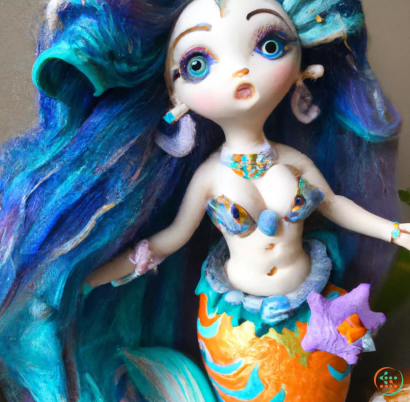 A doll with blue hair