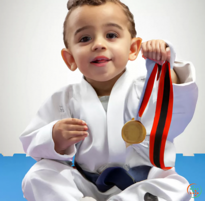 A boy holding a medal
