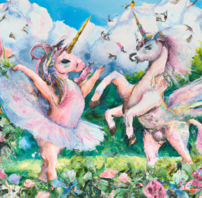 A painting of a group of unicorns