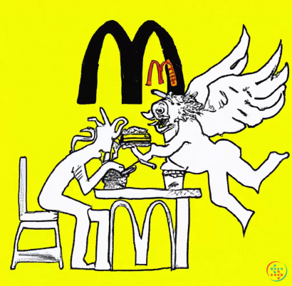 Logo - demon eating an angel at mcdonalds