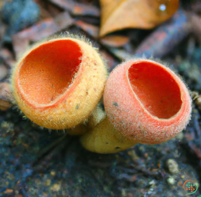 A group of colorful mushrooms