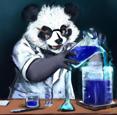 A person in a panda garment