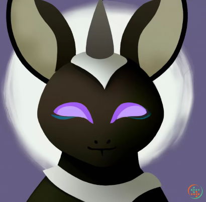 Icon - dnd black rabbitfolk with purple eyes and a white moon symbol on forehead