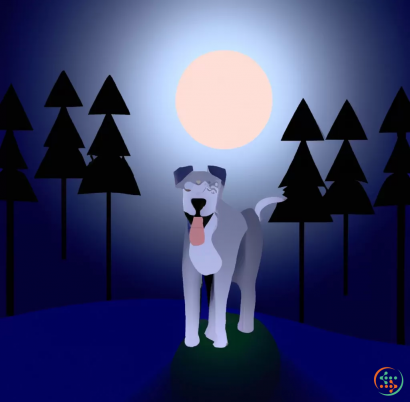 Icon - Photorealistic dog in night forest with moon