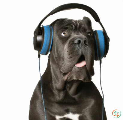 A dog wearing headphones