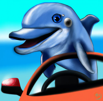 A blue dolphin with a black beak