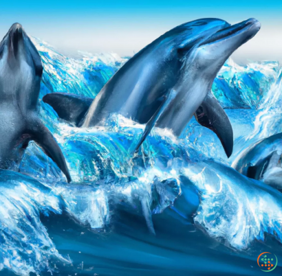 A group of dolphins jumping out of the water