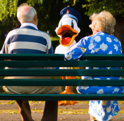 A person sitting on a bench with a clown face