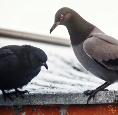 A couple of birds on a ledge