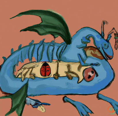 Diagram - Dragon sleeping with bugs by Picasso