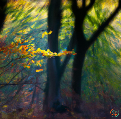 A forest with trees and leaves