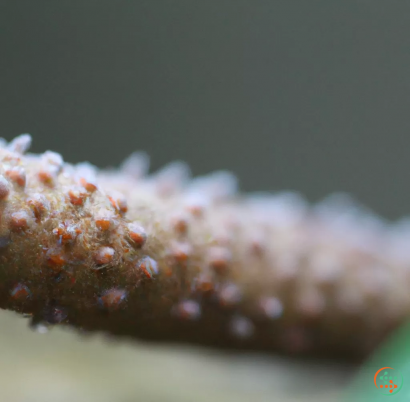 A close up of a small white and red object