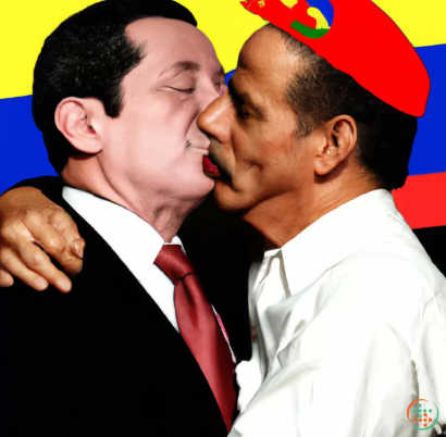 Two men kissing each other