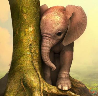 An elephant with a tree trunk