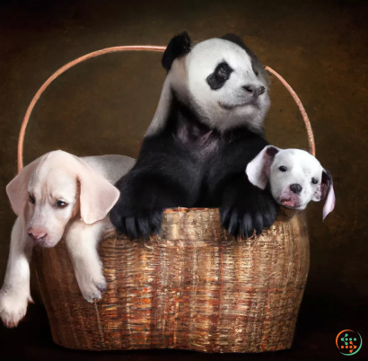 A group of puppies in a basket