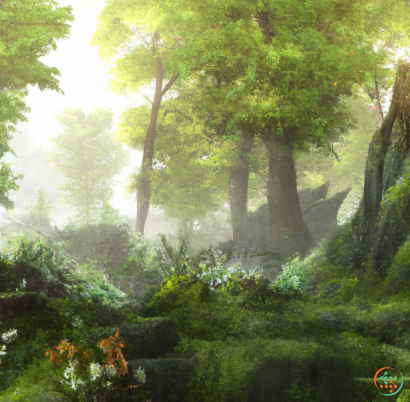 A forest with trees and bushes