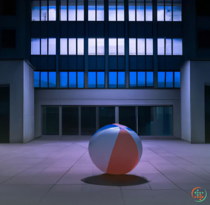 A large white ball in front of a building