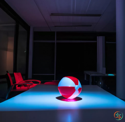A red ball on a table
