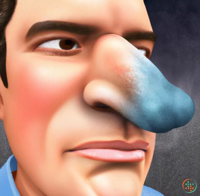 A person with a blue nose
