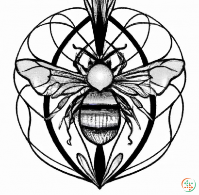 Diagram - Feminine bee tattoo art in black and white