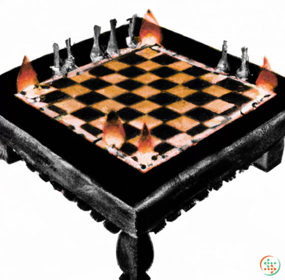 A close-up of a chess board